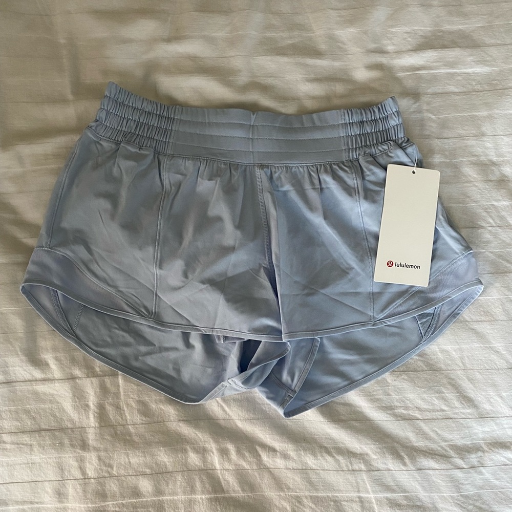 NWT lululemon blue linen hotty hot shorts high rise 2.5”